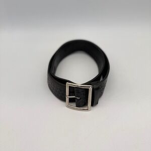 Chambers Mens Black Genuine Leather Basketweave Belt 34 Made in USA 7050-001